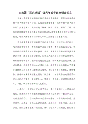 xx集团“薪火计划”优秀年轻干部座谈会发言.docx