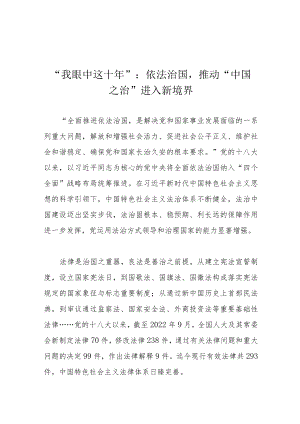 “我眼中这十年”：依法治国推动“中国之治”进入新境界.docx