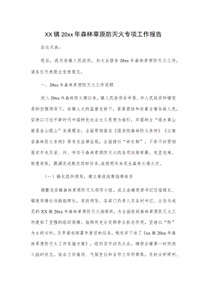 xx镇20xx年森林草原防灭火专项工作报告.docx