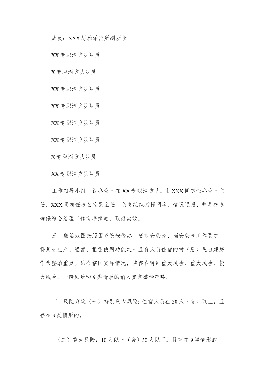 xx街道生产经营租住村（居）民房自建房重大火灾风险综合治理工作方案.docx_第2页