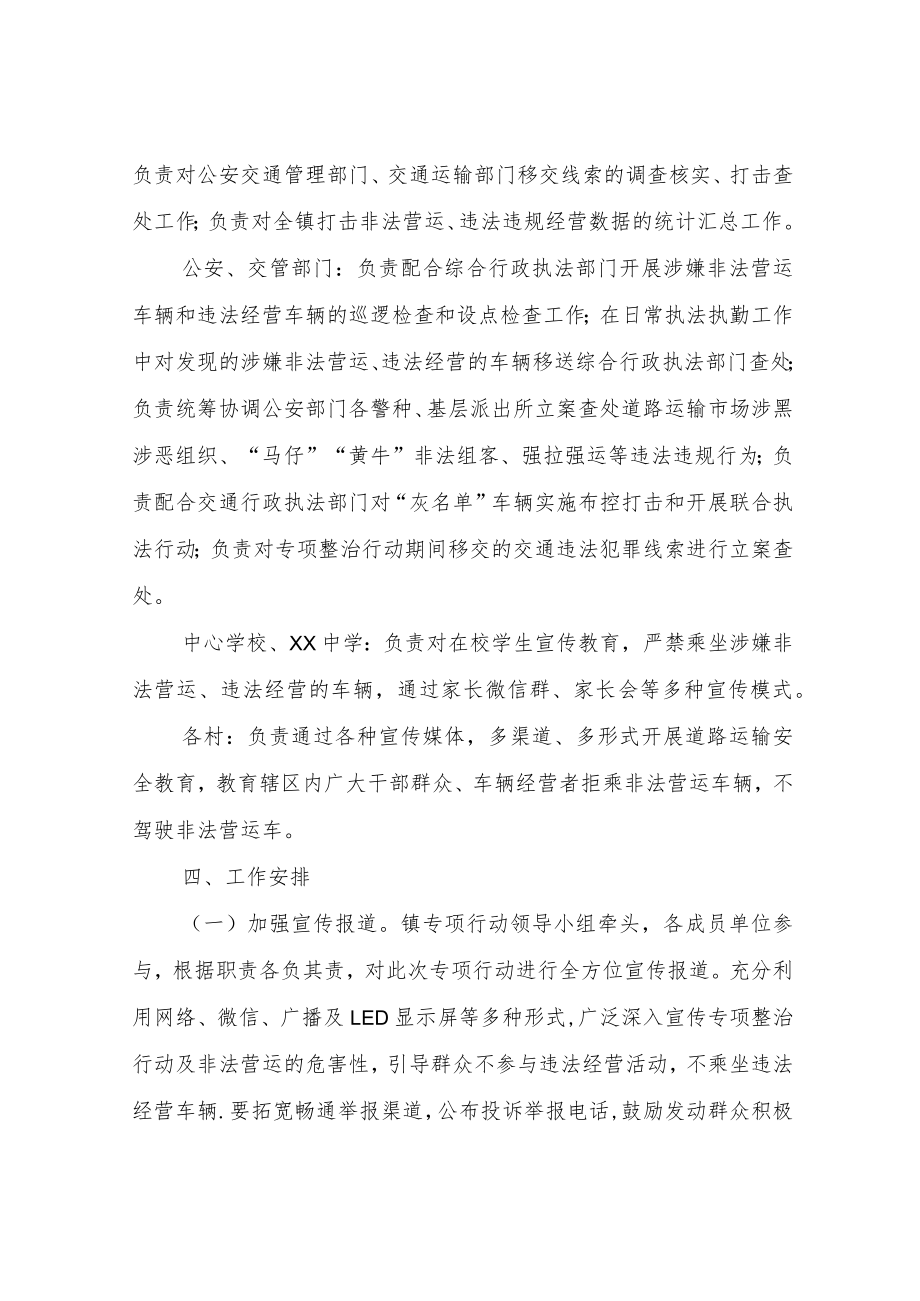 XX镇打击道路运输市场非法营运和违法违规行为专项行动方案.docx_第3页