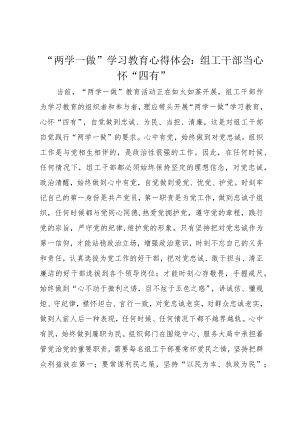 “两学一做”学习教育心得体会：组工干部当心怀“四有”.docx