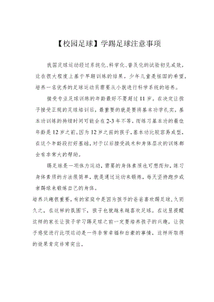 【校园足球】学踢足球注意事项.docx