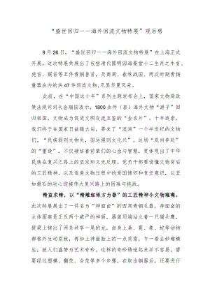 “盛世回归——海外回流文物特展”观后感.docx
