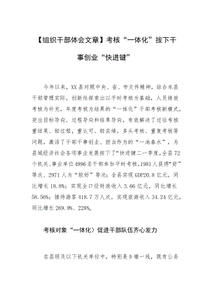 【组织干部体会文章】考核“一体化” 按下干事创业“快进键”.docx