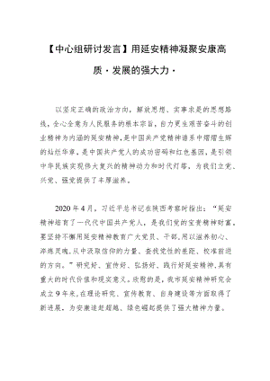 【中心组研讨发言】用延安精神凝聚安康高质量发展的强大力量.docx