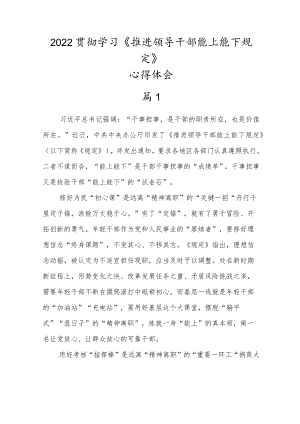 2022深入贯彻学习《推进领导干部能上能下规定》心得体会研讨发言10篇范文.docx