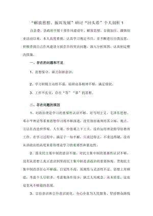 2022解放思想、振兴发展研讨回头看剖析材料一.docx