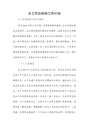 乡工作总结和工作计划.docx