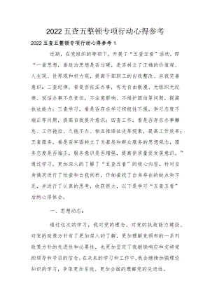 2022五查五整顿专项行动心得参考.docx