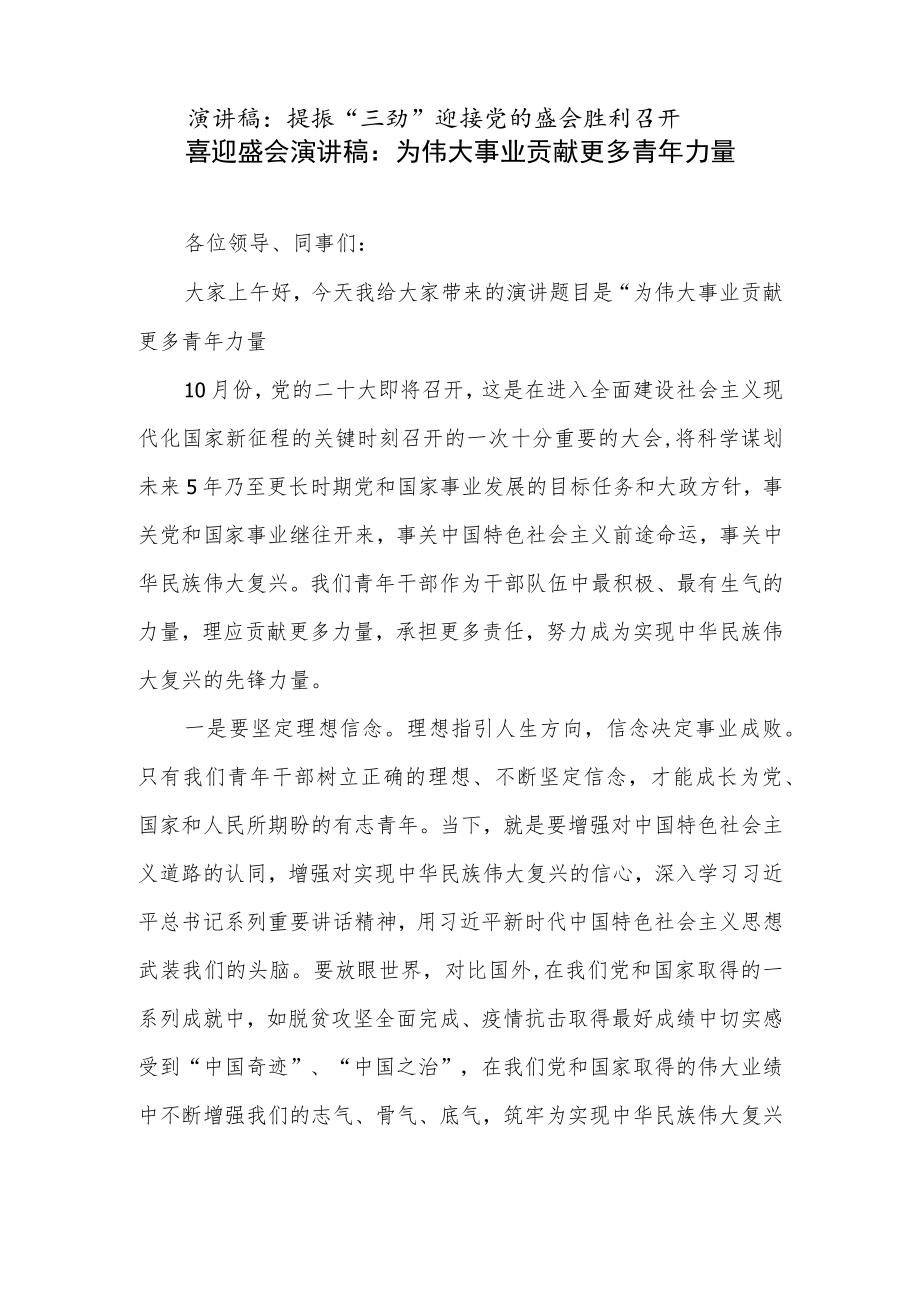 2022青职工党员轻干部喜迎二十大盛会演讲稿11篇.docx_第2页