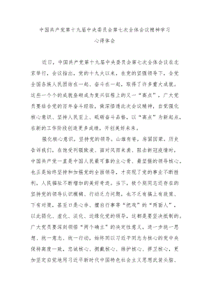 中国共产党第十九届中央委员会第七次全体会议精神学习心得体会3篇.docx