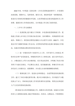 乡党委2022上半统战工作总结和下一步工作打算.docx