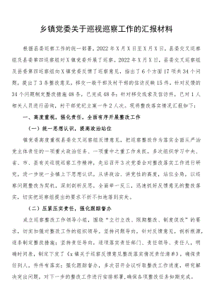 乡镇党委关于巡视巡察工作的汇报材料.docx