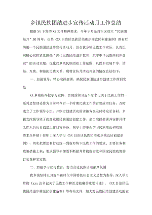 乡镇民族团结进步宣传活动月工作总结.docx