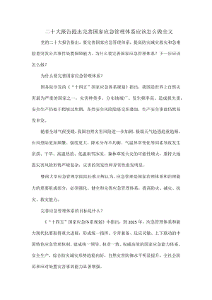二十大报告提出完善国家应急管理体系应该怎么做全文.docx