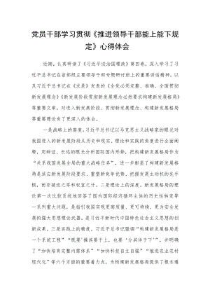 党员干部学习贯彻《推进领导干部能上能下规定》心得体会.docx