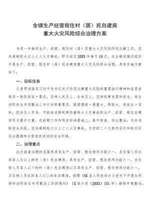 全镇生产经营租住村（居）民自建房重大火灾风险综合治理方案.docx