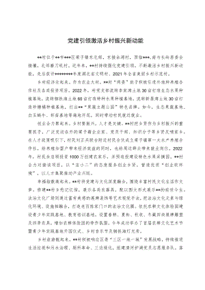 党建引领激活 乡村振兴新动能.docx
