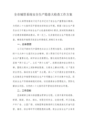 全市城管系统安全生产隐患大检查工作方案.docx