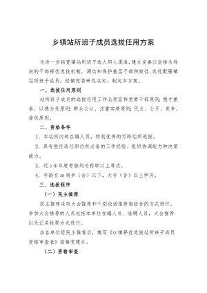 乡镇站所班子成员选拔任用方案.docx