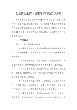 全县安全生产大检查专项行动工作方案.docx