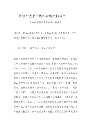 乡镇纪委书记现实表现材料范文.docx