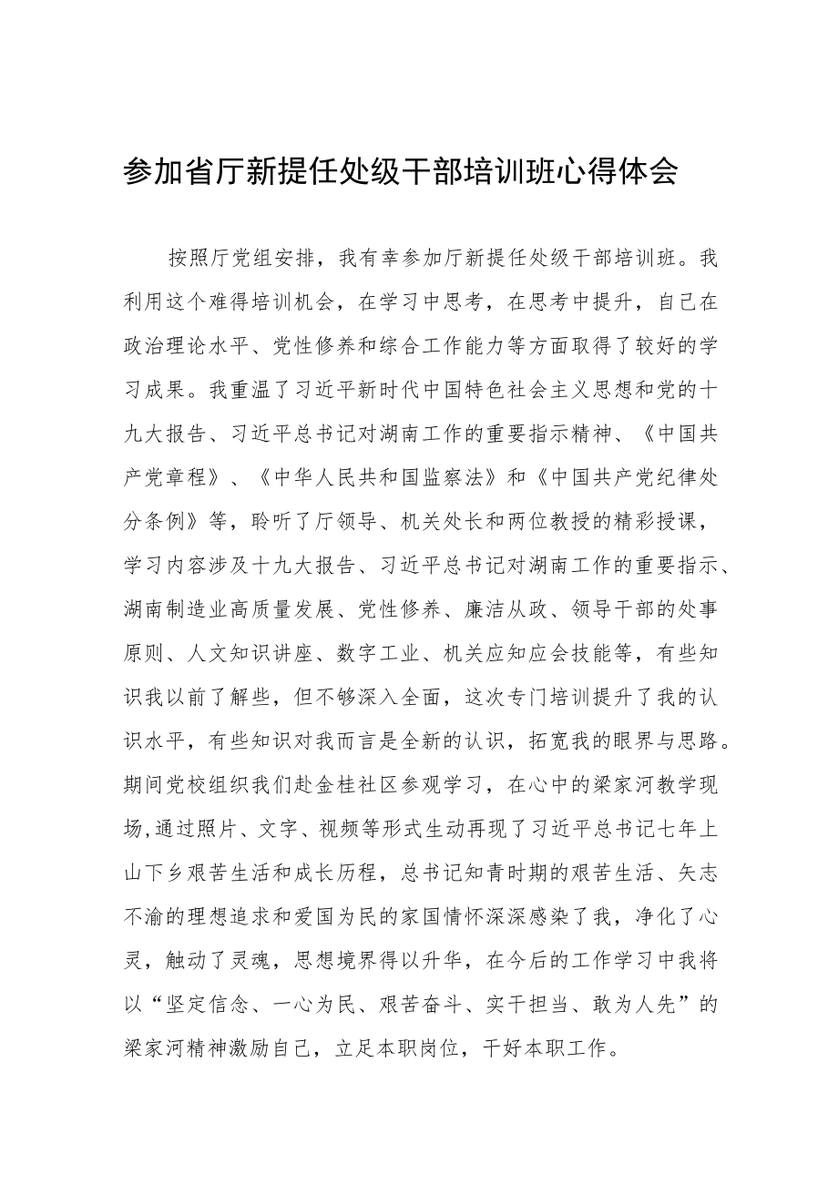 参加省厅新提任处级干部培训班心得体会.docx_第1页