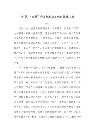 县（区）“五星”党支部创建工作汇报共三篇.docx