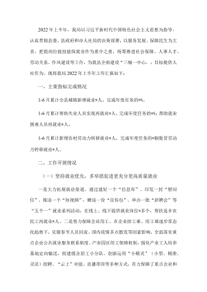 县人力资源和社会保障局2022年上半年工作汇报.docx