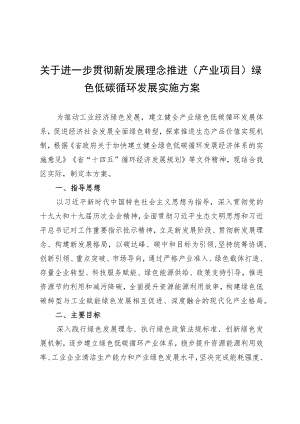关于贯彻新发展理念推进（产业项目）绿色低碳循环发展实施方案.docx