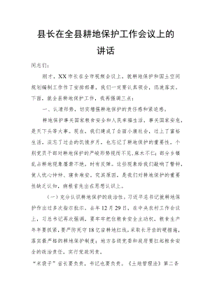 县长在全县耕地保护工作会议上的讲话.docx