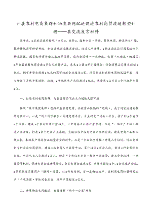 发展农村电商集群和物流共同配送 促进农村商贸流通转型升级——县交流发言材料.docx