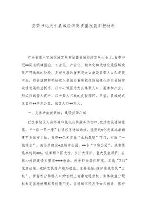县委书记关于县域经济高质量发展汇报材料.docx