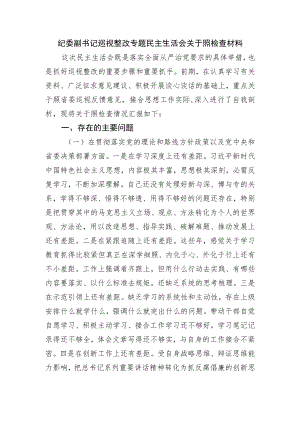 巡视整改专题民主生活会对照检查材料.docx