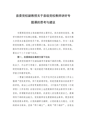 县委党校副教授关于县级党校教师讲好专题课的思考与建议.docx
