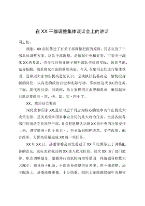 在XX干部调整集体谈话会上的讲话.docx