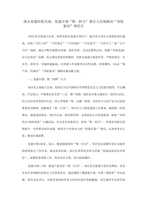 国企党建经验交流：党建引领“第一担当”聚合力 企地联动“双轮驱动”保民生.docx