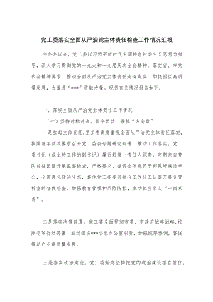 园区党工委落实全面从严治党主体责任检查工作情况汇报.docx