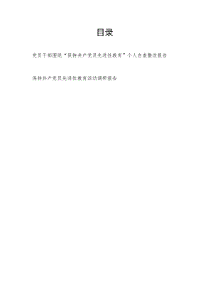 党员干部围绕“保持共产党员先进性教育”个人自查整改报告和活动调研报告.docx