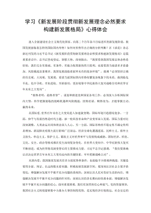 学习《新发展阶段贯彻新发展理念必然要求构建新发展格局》心得体会（2篇）.docx