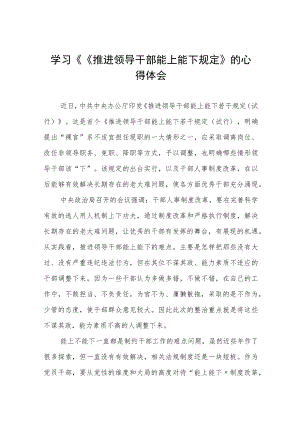 学习《推进领导干部能上能下规定》的心得体会七篇.docx