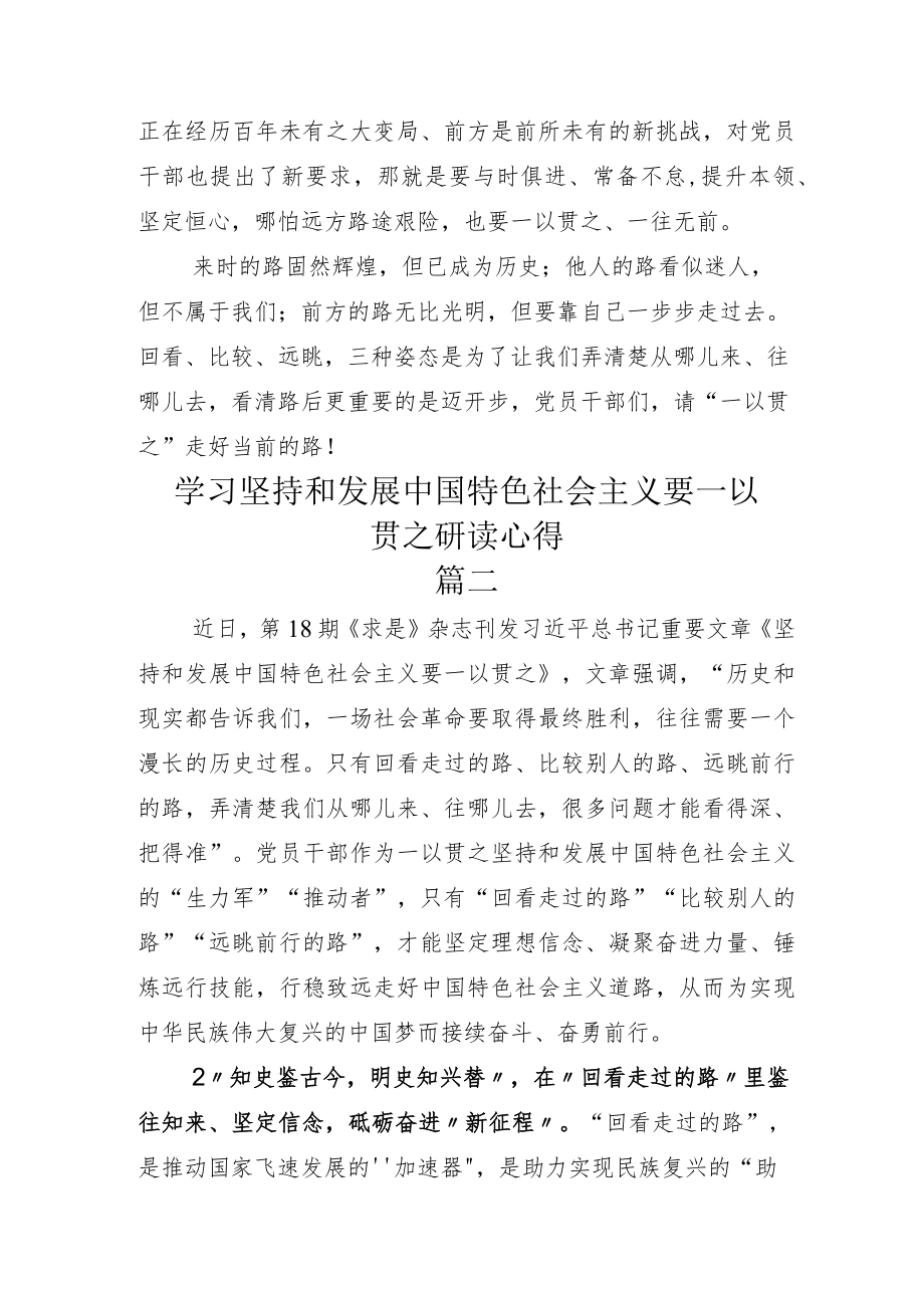 学习《坚持和发展中国特色社会主义要一以贯之》研讨材料五篇.docx_第3页