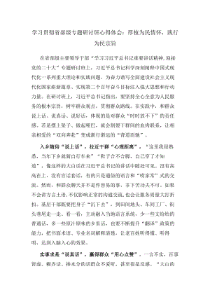 学习贯彻省部级专题研讨班心得体会：厚植为民情怀践行为民宗旨.docx