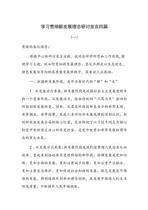 学习贯彻新发展理念研讨发言四篇.docx
