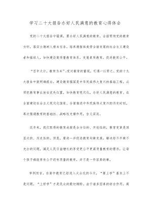 学习二十大报告办好人民满意的教育心得体会.docx