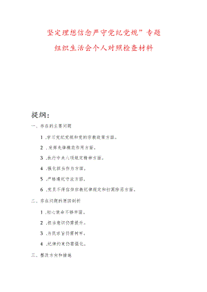 坚定理想信念严守党纪党规”专题组织生活会个人对照检查材料.docx