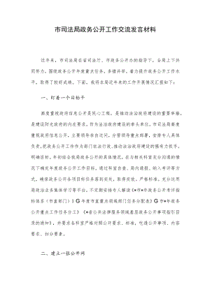 市司法局政务公开工作交流发言材料.docx