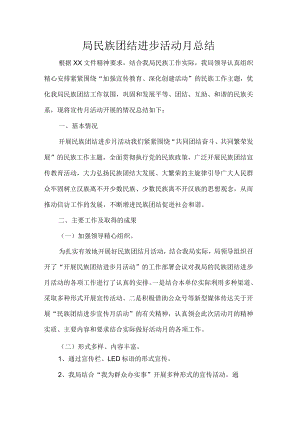 局民族团结进步活动月总结.docx