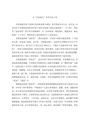 年轻干部培养工作经验交流材料.docx